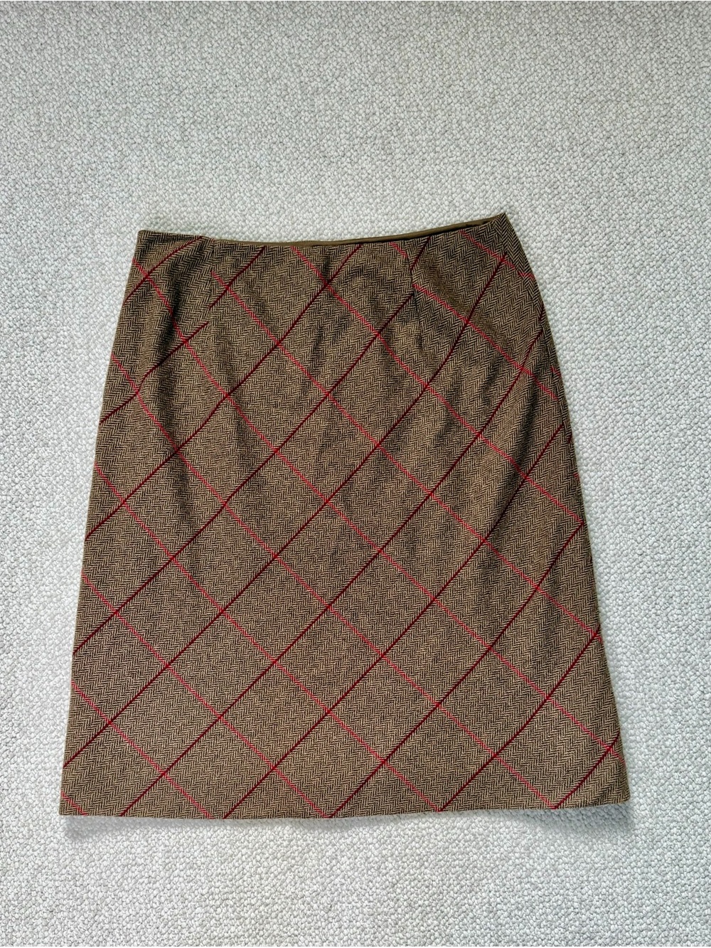 Herringbone Wool Plaid Skirt 10 Dark Academia Old Money Preppy - Picture 10 of 10